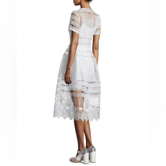 Alexis Alanna Short-Sleeve Lace Midi Dress, White in size XS - Picture 9 of 13